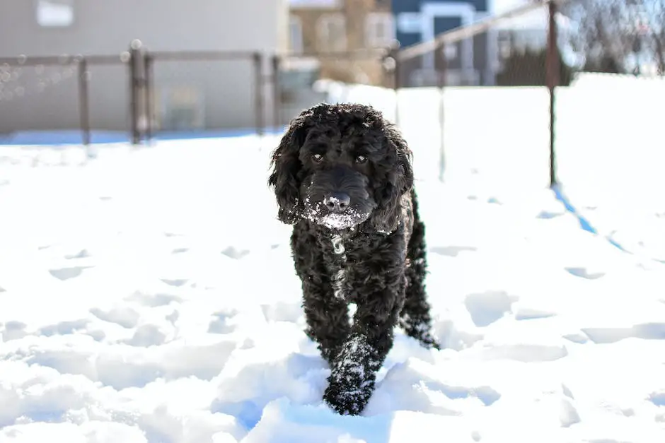 An image of a Cockapoo standing next to a Goldendoodle to compare the two dog breeds.