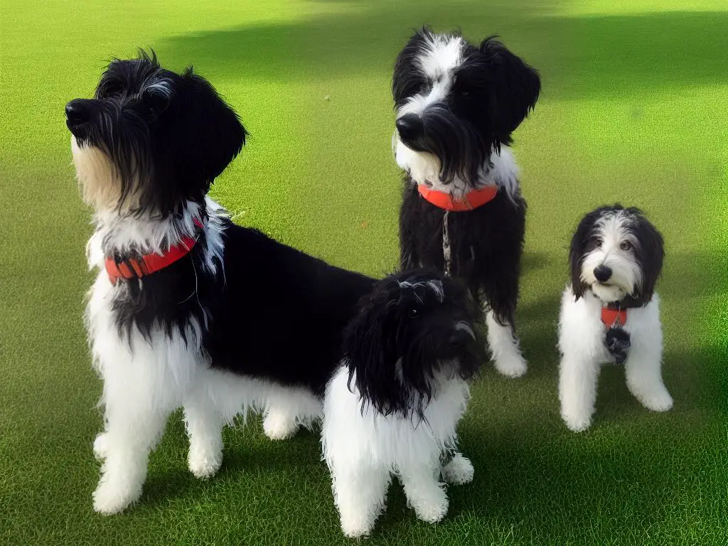 A Double Doodle dog with a stylish haircut standing in a park