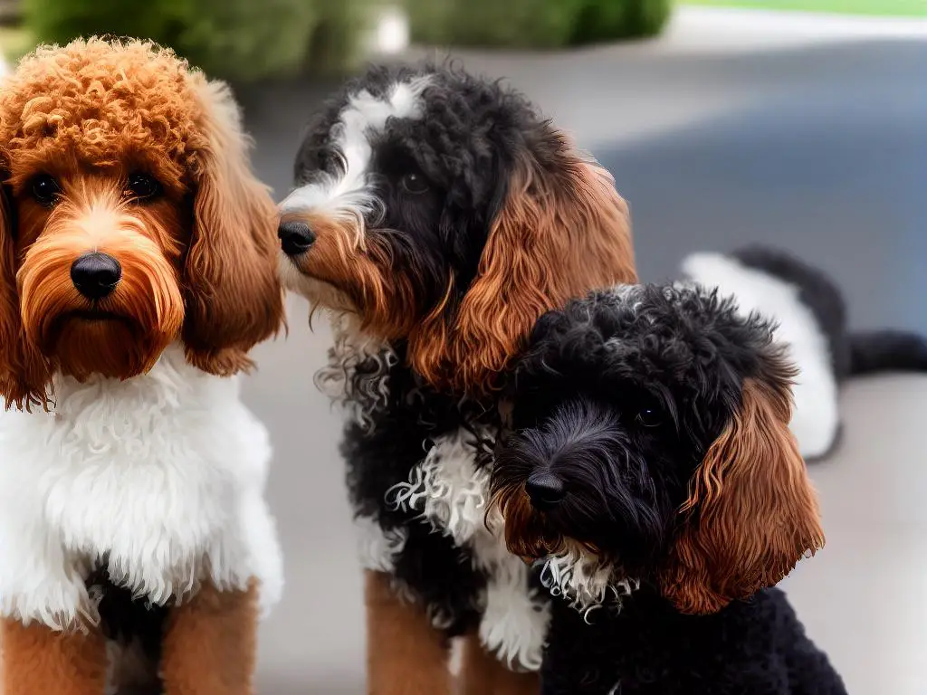 A photo of a Double Doodle dog with a wavy coat and a friendly expression