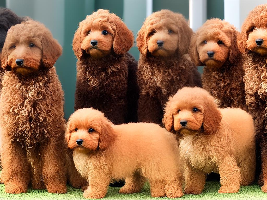 A comparison image of Cockapoo and Goldendoodle coats showing wavy/curly coat types and straight coat type.