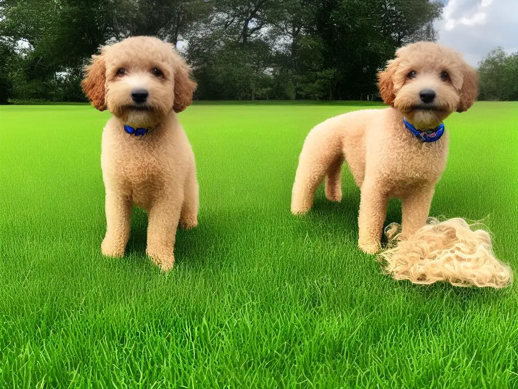 A small, curly-haired dog with a happy expression sitting on a green field with trees in the background - this is the Cockapoo, a hypoallergenic breed that makes a great family pet