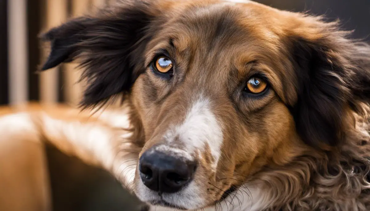 A mixed breed dog with fluffy curly hair, friendly disposition, and moderate energy levels.