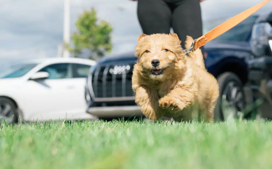 A Double Doodle dog sitting in a park, looking adorable and happy