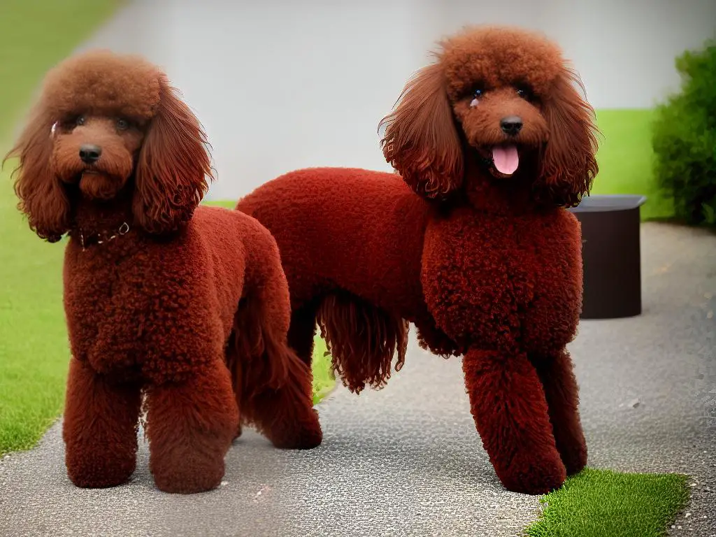 A double doodle poodle with a curly coat, showing its playful and friendly nature.