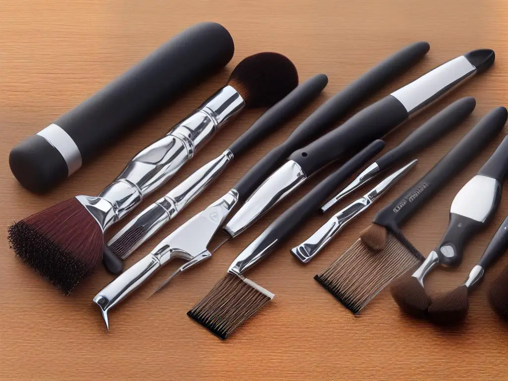 An image of grooming tools including a brush, comb, nail clippers, and scissors.