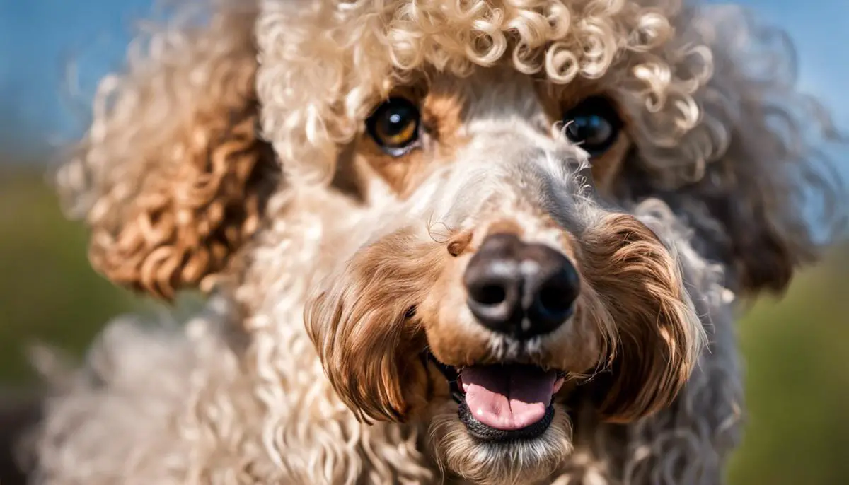 Close-up image of a poodle's curly coat.