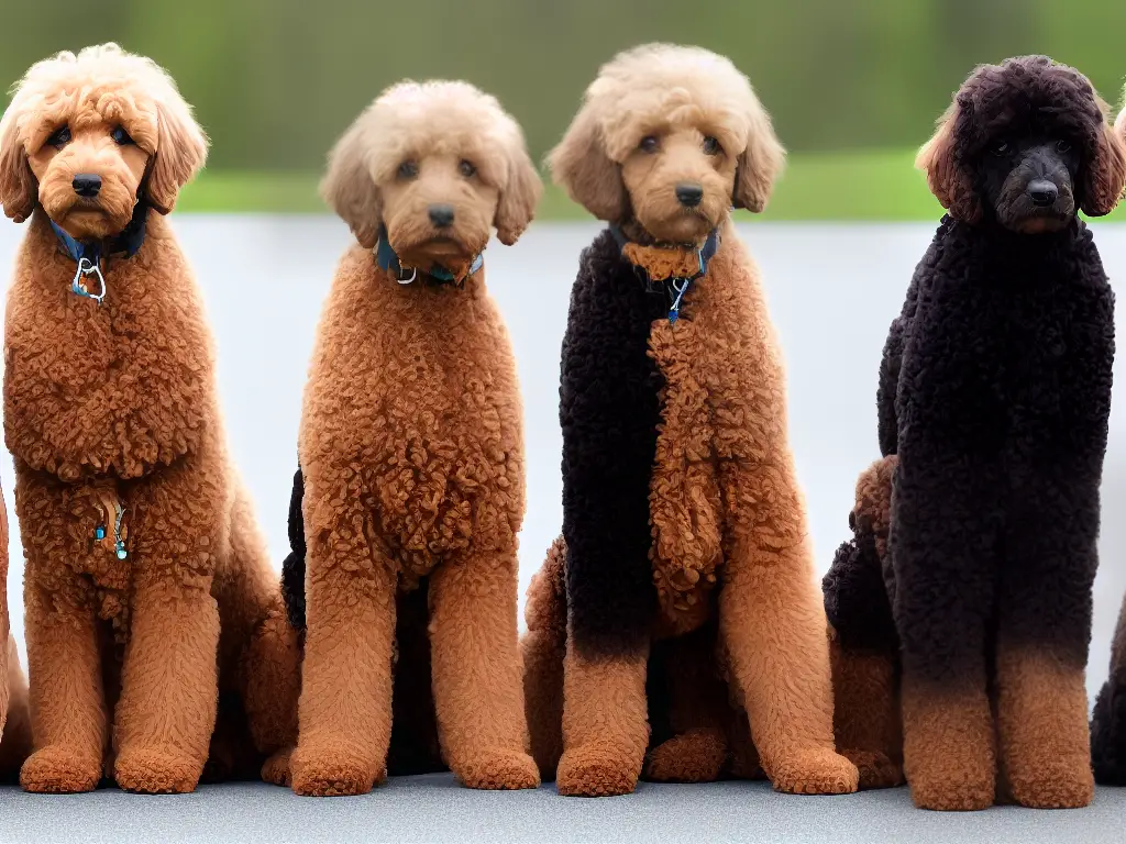 An image of three side-by-side poodles of differing sizes, with text next to each one stating their size name and general temperament