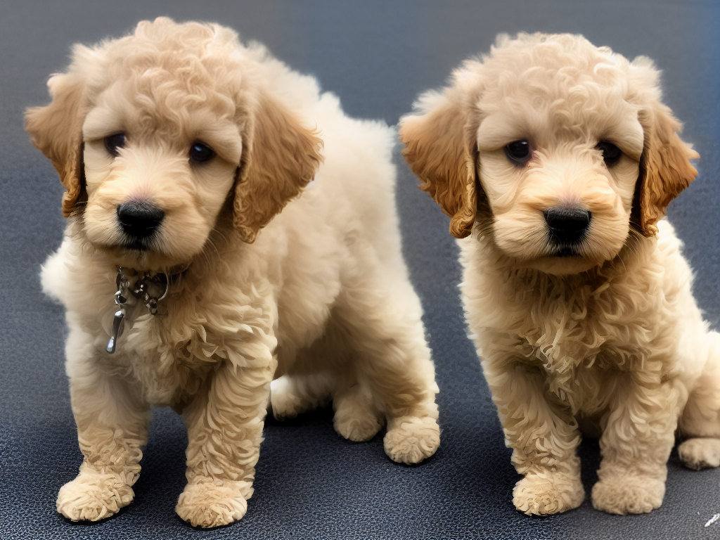 An image of a cute dog that is a mix of a Poodle and another breed, such as a Labrador Retriever or a Golden Retriever, commonly known as a Doodle breed.