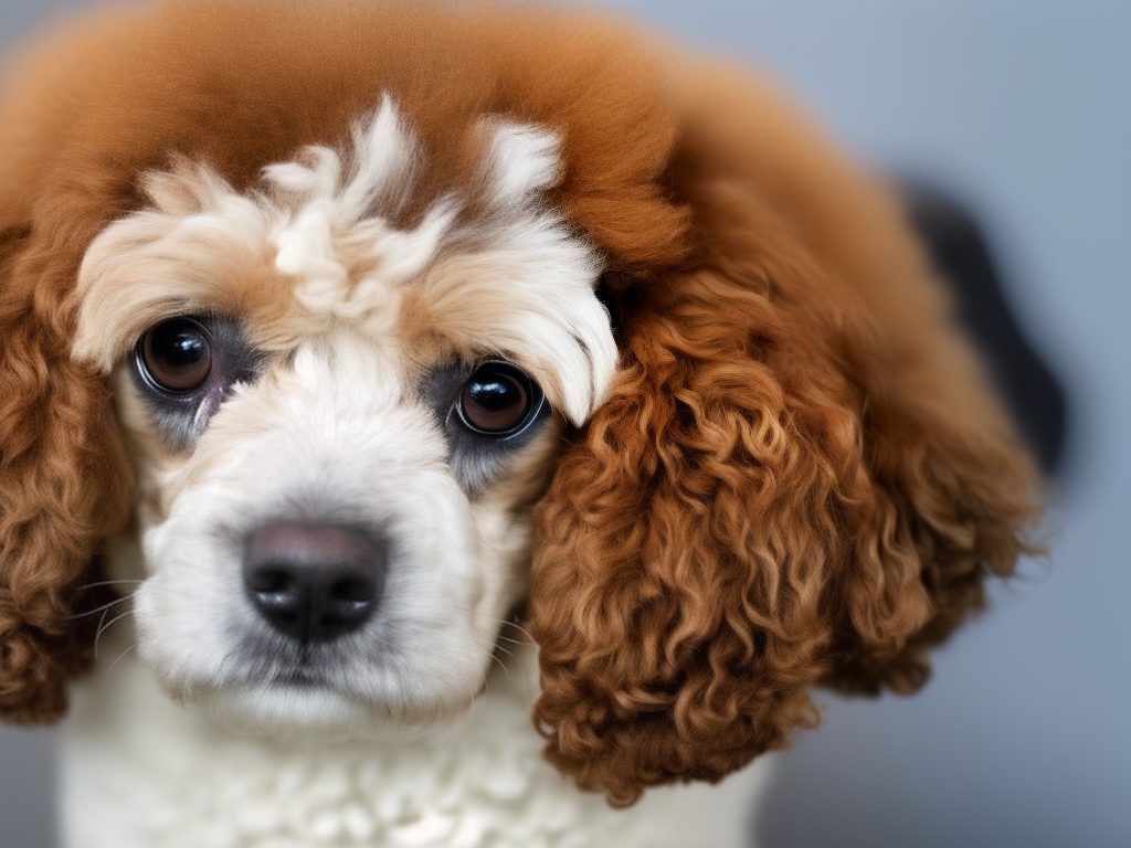 A picture of a poodle mix with a sad expression on its face, to demonstrate the importance of mental stimulation and proper care.