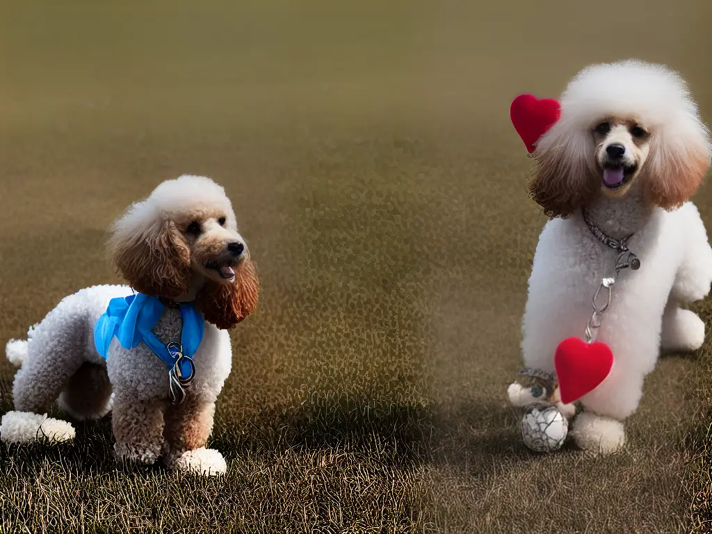 Illustration of a poodle with a red heart above it to represent positive reinforcement training