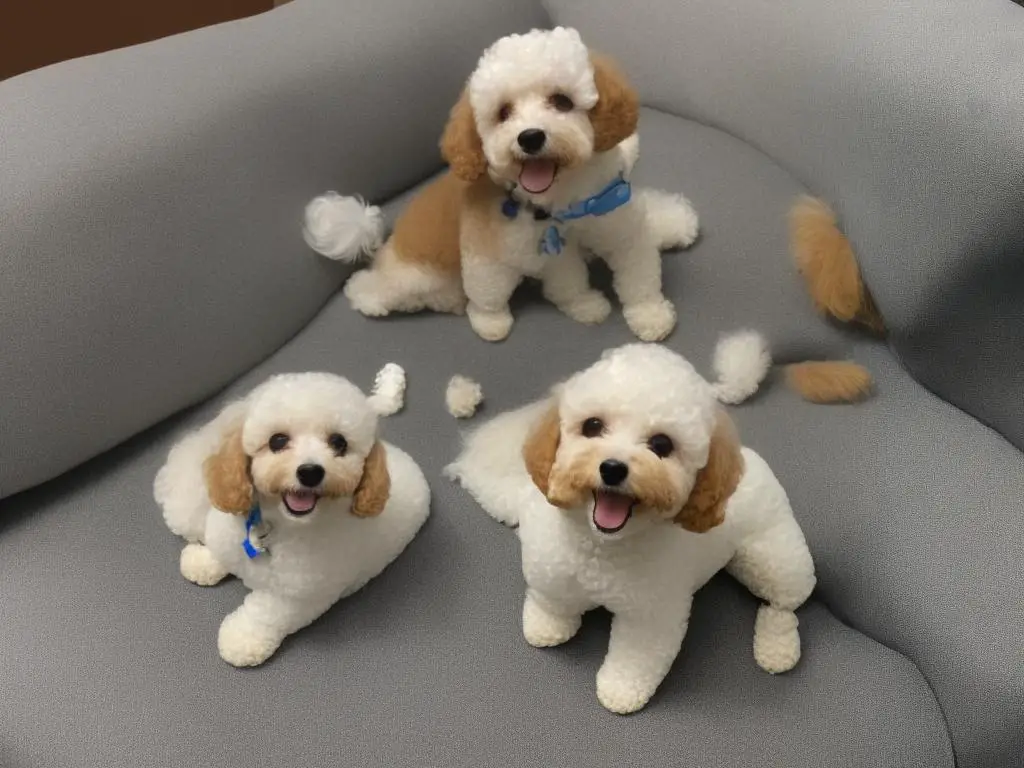 A photo of a teacup poodle smiling with clean teeth