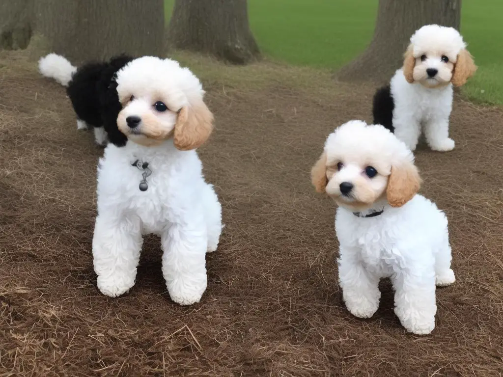 Teacup poodle puppy being trained to go outdoors.