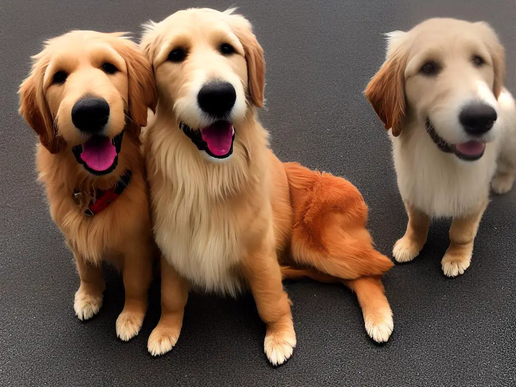 An image of a Double Doodle, a crossbreed between a golden retriever, labrador retriever, and poodle. The image shows a playful and friendly dog with a curious expression.